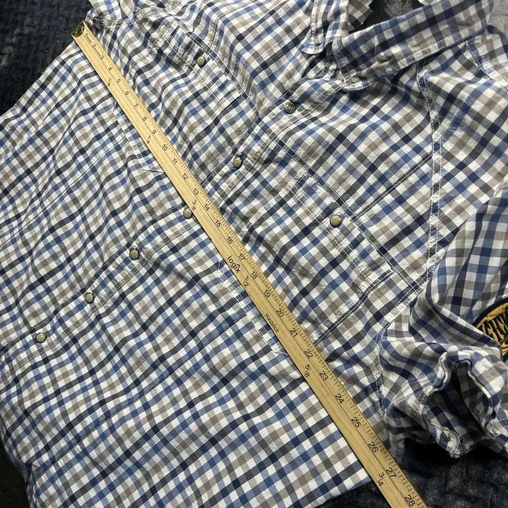 Harley Davidson Shirt Mens 3XL Pearl Snap Slim Check Skull Patches - Picture 9 of 12